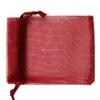 100 stks DONKER ROOD Trekkoord Organza SIERADEN Cadeauverpakking Zakken 7x9 cm 9x12 cm 10x15 cm Bruiloft Kerst Gunst Bags2720