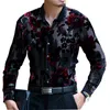 Luxury Men Transparent Shirt Club Party Prom Sexy Male Shirt Frolal Print Wedding Małżeństwa Chemise Homme265h