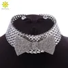 Fashion Bow Necklace Earrings Set Bridal Jewelry Sets Rhinestone Crystal Party Wedding Prom Costume Jewellery for Women