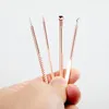 Blackhead Stainless Steel Rose Gold Acne Clip Blackhead Cleansing Tools Needle Tool 4 st med Box Acne Beauty Tools