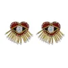 2 Styles Fashion Beaded Colorful Tassel Earrings Cute Heart Flamingo-shaped Statement Stud Earrings for Women
