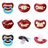 100pcs carino divertente manichini ciuccio bambino novità maternità bambino dentizione capezzoli divertente baffi dente ciucci