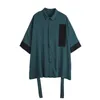 男性の夏のリボンズ特大のゆるいカジュアル半袖シャツ男性ストリートウェアヒップホップパーティードレスシャツ268Q