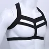 Harnais de poitrine pour hommes, haut court élastique, modelant le corps, Costume de scène, Lingerie de bondage gay, col licou ajouré, boîte de nuit, streetwear 163W