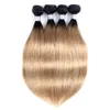 8A Ombre Honey Blonde Hair Weave Bundles Color 1B/27 Brazilian Virgin Straight Hair 3/4 Bundles 10-24 inch Remy Human Hair Extensions