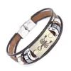 12 Constell-Armband, Horoskop-Zeichen-Charm, mehrschichtiges Leder, Wickelarmbänder, Armreif, Modeschmuck für Damen und Herren, Will und Sand