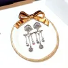 Hurtownie Moda Luksusowy Projektant Błyszczące Cyrkon Diamenty Cute Księżyc Gwiazda Pearl Tassel Dynda Stud Kolczyki dla kobiet Dziewczyny