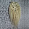 Clip dritta crespa capelli biondi nelle estensioni dei capelli umani 120g capelli vergini yaki grossolani yaki grossolani 10 pz / lotto clip yaki nelle estensioni