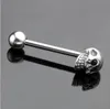 316L Stainless Steel Skull Tongue Nail Ear Stud Navel Ring Screw-back Earring Inlay With Colorful Gems Multipurpose Body Piercing Jewelry