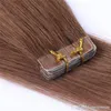 Free Fedex DHL 16- 22inch Invisible Silky Straight Hair extensions Brown Color Pu Tape in Human Remy Hair