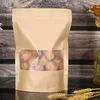 100pcs Tea Kraft paper self-sealing bag open window Kraft paper nut food packing bag dry fruit sealed storage bag