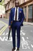 Mode Royal Blue Groom Tuxedos Excellent Notch Lapel Groomsmen Veste De Mariage Blazer Hommes Costume De Bal / Dîner Formel (Veste + Pantalon + Cravate) 1203