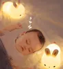 New and unique rabbit pat light, charging bedroom colorful light silicone night light bedside night light