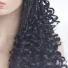 Pelucas de cabello microtrenzado negro natural con extremo rizado Peluca delantera de encaje sintético Pelucas medio trenzadas para mujeres negras Pelucas con cabello de bebé