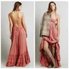 Zomer halter strand jurk bohemien solide vakantie lange bandage backless sexy jurk vrouwen party hippie vestidos maxi jurk ljja2593