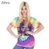 O-hals Dames Korte Mouw T-shirt Gekleurde Alien Afdrukken Tee Shirt Fashion Casual T-SHIRT DRUGE Mode Hot Nieuwe Tops Trend