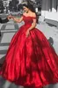 Off the Shoulder Red Prom Dresses Long 2019 Cheap Bead Lace Abiti da sera convenzionali Quinceanera Sweet 16 Dress Black Girls Cocktail Party Gown