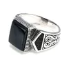 حلقات رجالي مضمونة Silver S925 حلقات تركية عتيقة لخاتم الخاتمة للرجال مع المجوهرات التركية ذات اللون الحجري anello uomo