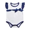 Baby meisjes boog romper ins zuigeling vliegen mouw jumpsuits 2019 zomer mode boutique kinderen klimmen kleren C5823