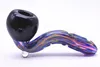 3D colorful thick 4.5inch Fashion Design Bent Type Colour Glass tobacco hand spoon Smoking Bong Sherlock Pipe