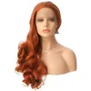 Top Quality Body Wave 24 inches Orange Color Wig Glueless Synthetic Lace Front Wig With Baby Hair Heat Resistant Hair Fashion Women Cosplay