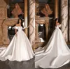 2020 Abiti da sposa eleganti bianchi A-line Abito da sposa con scollo a barchetta e spalle scoperte Abito da sposa sexy senza schienale Custom Made Robes De Mari￩e