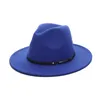 1 pc largo Brim cowboy chapéu com cinto feltro fedora chapéus do outback chapéu fivela Panamá outono inverno homens mulheres moda vintag jazz