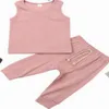 Bebê roupas de verão conjuntos meninas meninas sem mangas calças ternos simples roupas de cor sólida moda colete casual longa calças 2 pcs 6 cores zyqa455