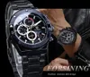 Forsining Racing hommes montre mécanique automatique étudiants jeu course calendrier mâle lueur mains noir acier inoxydable ceinture Mans horloge