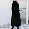 Высокое качество Искусственное меховое длинное пальто Женщины зимние утолщение теплые отвороты твердые пальто женские пальто 2019 мода новая верхняя одежда