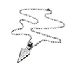 Punk Arrow Spearhead Pendant Necklace for Men Stainless Steel Tribal Surf Necklace Pearl Chain Costume Jewelry for Party