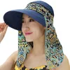 Ladies Womens Summer Beach Big Large Wide Brim Foldable Travel Floral Print UV Protection Sun Floppy Sunblock Hat Visor Cap