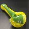 Pipa da fumo in Pyrex verde giallo Cucchiaio a mano Bellissimi accessori per tabacco in vetro fatti a mano da 9 cm