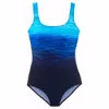 Damen-Bademode mit Farbverlauf, tiefem U-Ausschnitt, athletisch, hoch geschnitten, einteiliger, überkreuzter Badeanzug, Badeanzug, Monokini-Bademode, S-2XL