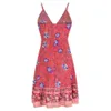 Women Floral Printed Dress Sling Bohemian Dress Sleeveless Backless Summer Beach V-neck Sexy Suspender Dresses Maternity Clothes M1626