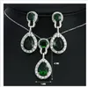 Groothandel-groene kleur bruiloft sieraden sets voor vrouwen bruids zilver vergulde kristallen vintage sieraden set