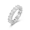 925 SILVER PAVE Asscher cut FULL SQUARE Simulated Diamond CZ ETERNITY BAND ENGAGEMENT WEDDING Stone Rings Size 5,6,7,8,9,10