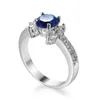 10 st Parts Luckyshine Ny 925 Silver Ring Fashion Wedding Blue Ring Womens Crystal Rhinestone Ring Partihandel