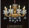 Free Shipping Bronze Antique Crystal Chandelier Lingting Luxurious Brass Crystal Lamp Lustre Suspension Home Decorative Lighting