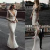 Sexy Mermaid Wedding Dresses Long Sleeve Deep V Neck Lace Appliques Beach Wedding Dress Sweep Train Plus Size Boho Vestidos De Novia