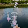 Fab Egg Double Recycler Bongs Turbine Perc Glass Bong Green Purple Pink Unique Oil Dab Rigs 14mm Joint Water Pipes With Heady Bowl