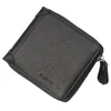 RFID Men's Leather Zipper wallet Zip Around Wallet Bifold Multi Card Holder Purse