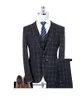 Klasik Siyah Ekose Erkekler Düğün Smokin Slim Fit Bir Düğme Balo Adam Parti Blazer Suit (ceket + Vest + Pantolon) Suits