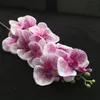 Fausse orchidée à longue tige (9 têtes / pièce) 39,37 "Longueur Simulation Imprimé Léopard Phalaenopsis pour Mariage Maison Fleurs Artificielles