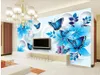 wallpaper für wände 3 d für wohnzimmer wandbild 3d wallpaper 3d tapeten für tv hintergrund Blaue Lilie Schmetterling 3D TV Hintergrundwand