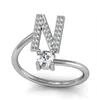 A-Z 26 Engels Alfabet Ring Crystal Rhinestone Opening Verstelbare Ring Charm Dames Heren Simple Initial Ring Best Valentine's Gift