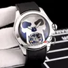 New 45mm Admiral's Cup Bubble Automatic Tourbillon Mens Watch PVD Steel All Black Dial Silver Skull Leather Rubber Watches Puretime E22b2