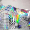 Holografik Nail Art Folyo Transferi Çıkartmalar Geometrik Alev Karahindiba Panda Bambu Holo Nails Sticker Su Kaydırağı Çıkartmaları 4 * 100 CM / Rulo