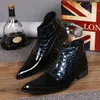 Western Design Bottoms Men Black Blue Formalne Krótkie Buty Mężczyźni Pop Botas Hombre Party i Wedding, EU38-36, US6-12