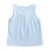 Kids Designer Kläder Tjejer T-shirts Bomull Linen Barn ärmlös Tops Candy Colors Vest Tees 2019 Sommar Mode Babykläder C6733